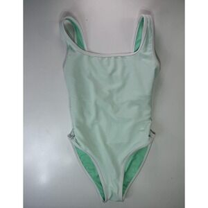 LainSnow Ocean Isle One Piece Ribbed Swimsuit Womens Medium Mint Green Made US….